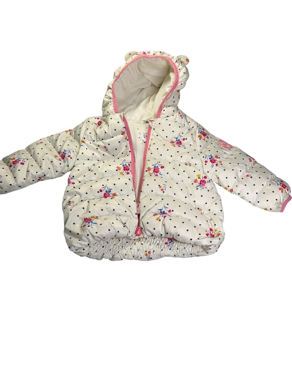 Baby Gap Floral Polka Dot Hooded Puffer Jacket 12–18 Months